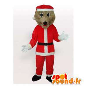 Mascota del oso marrón vestido como Santa Claus - MASFR006490 - Oso mascota