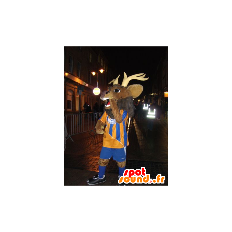 Mascotte de cerf, de caribou, d'élan marron en tenue de sport - MASFR22099 - Mascottes Cerf et Biche