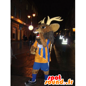 Mascotte deer, caribou, moose and brown in sportswear - MASFR22099 - Mascots stag and DOE