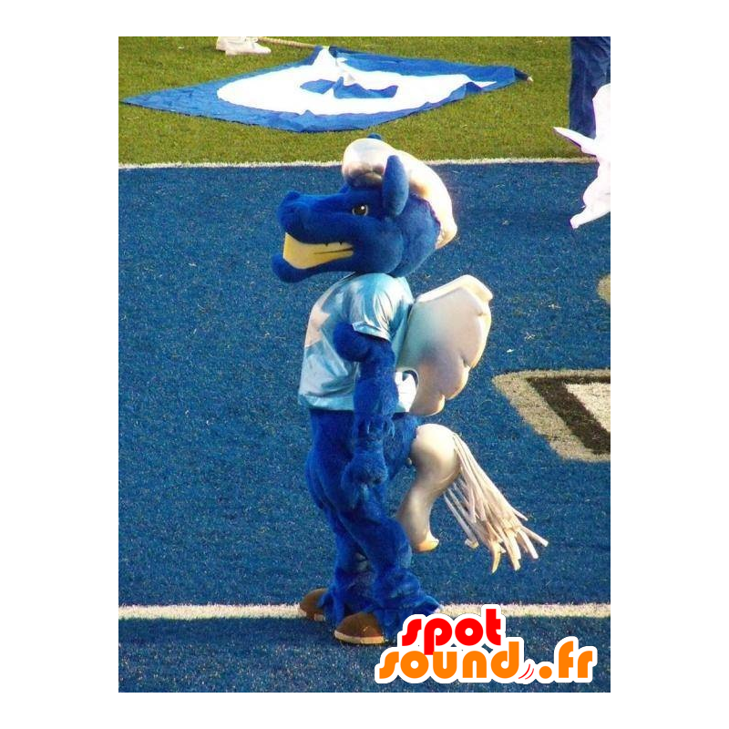 Dragão azul mascote, cavalo alado - MASFR22105 - mascotes cavalo Dragão azul mascote, cavalo alado - MASFR22105 - mascotes cavalo