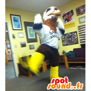 Tukku Mascot ruskea ja valkoinen lintu, korppikotka - MASFR22106 - maskotti lintuja