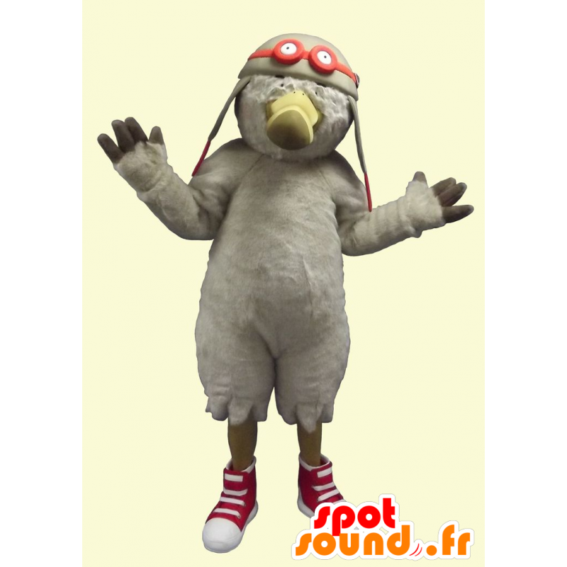 Mascotte bird, gull, with a flying helmet - MASFR22108 - Mascot of birds