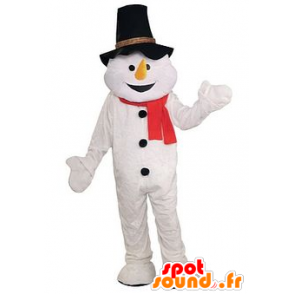 Snowman Mascot med svart lue - MASFR22109 - jule~~POS TRUNC