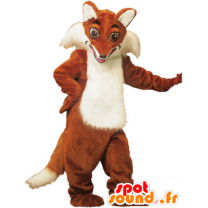 Maskot oranžová a bílá liška, velmi realistický - MASFR22110 - Fox Maskoti