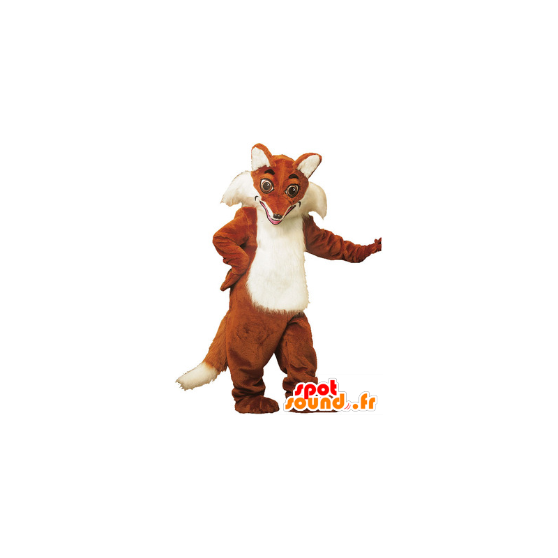 Mascot oranje en witte vos, zeer realistisch - MASFR22110 - Fox Mascottes