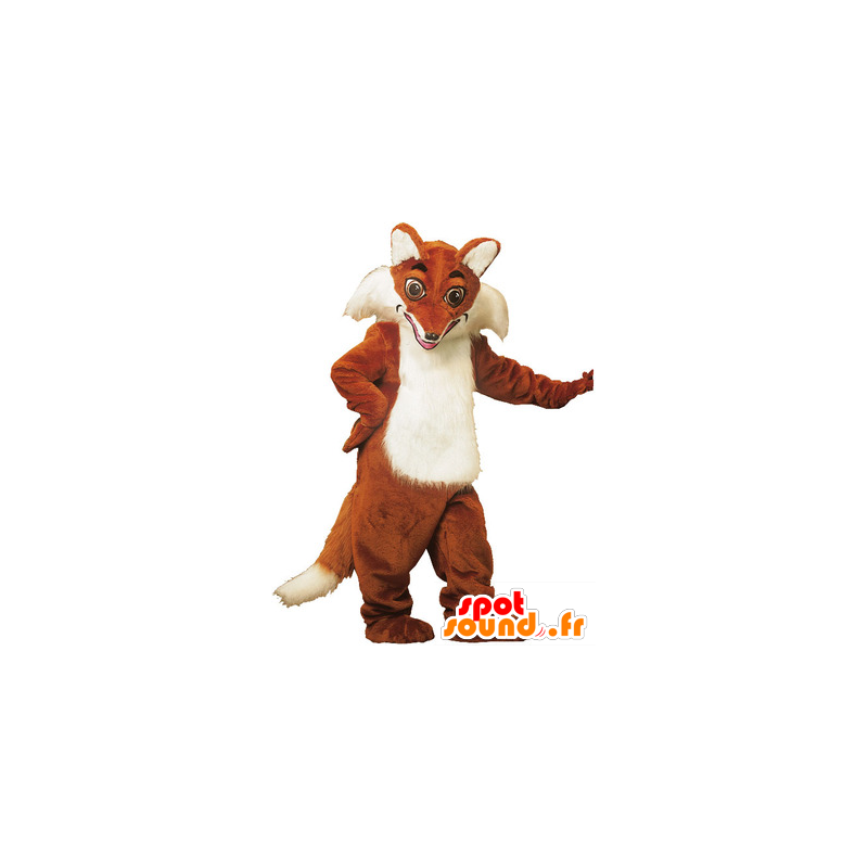 Mascote de laranja e de raposa branca, muito realista - MASFR22110 - Fox Mascotes