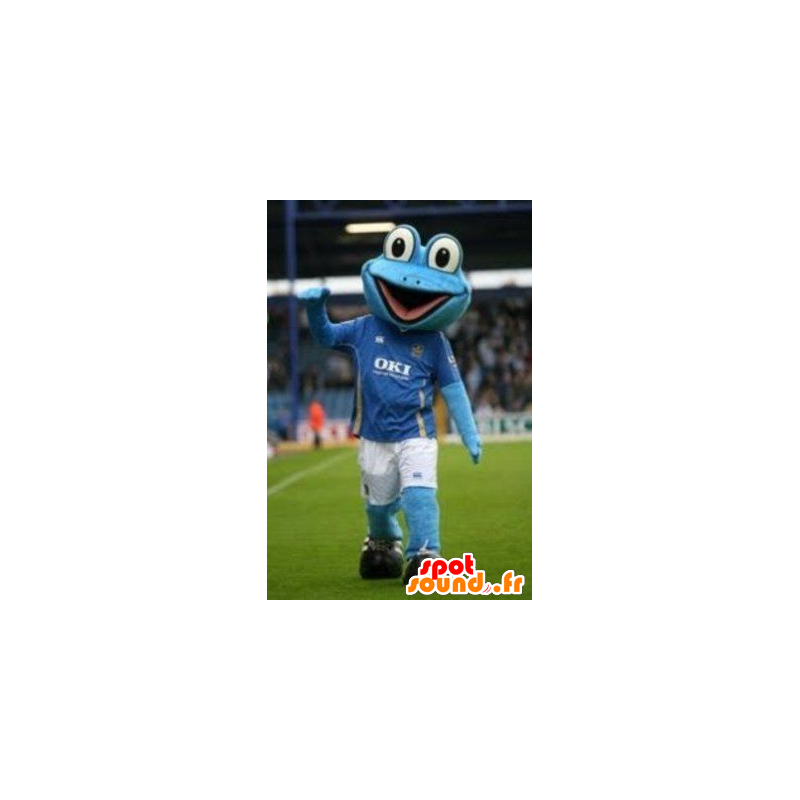 Mascot blue frog in sportswear - MASFR22114 - Mascots frog