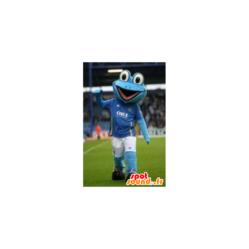 Mascotte de grenouille bleue, en tenue de sport - MASFR22114 - Mascottes Grenouille