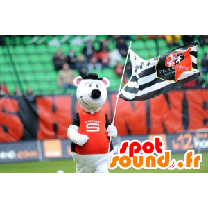 Hvid musemaskot i sportstøj - Spotsound maskot kostume