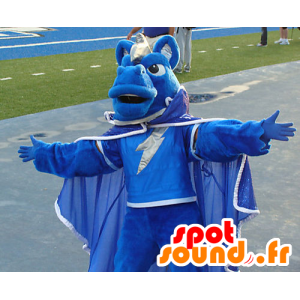 Blaues Pferd Maskottchen in einem Umhang gekleidet - MASFR22130 - Maskottchen-Pferd