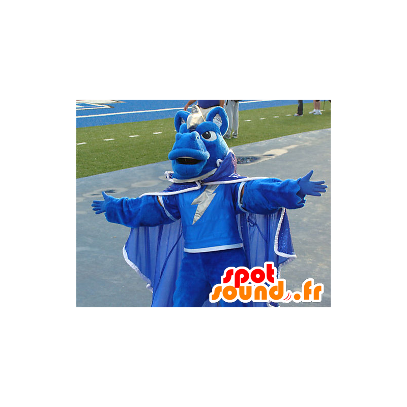 Blaues Pferd Maskottchen in einem Umhang gekleidet - MASFR22130 - Maskottchen-Pferd Blaues Pferd Maskottchen in einem Umhang gekleidet - MASFR22130 - Maskottchen-Pferd