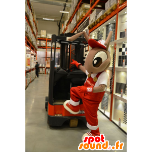 Maskotbruna myror i röd overall - Spotsound maskot