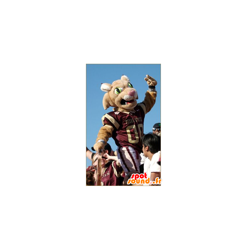Brown tijger mascotte in de sport outfit - MASFR22136 - Tiger Mascottes Brown tijger mascotte in de sport outfit - MASFR22136 - Tiger Mascottes