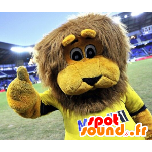 Yellow lion mascot, with a brown mane - MASFR22138 - Lion mascots