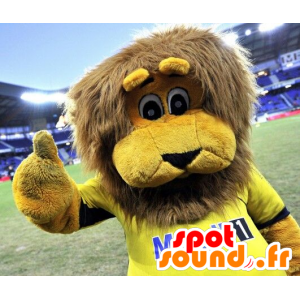 Yellow-Löwe-Maskottchen, mit einem braunen Mähne - MASFR22138 - Löwen-Maskottchen