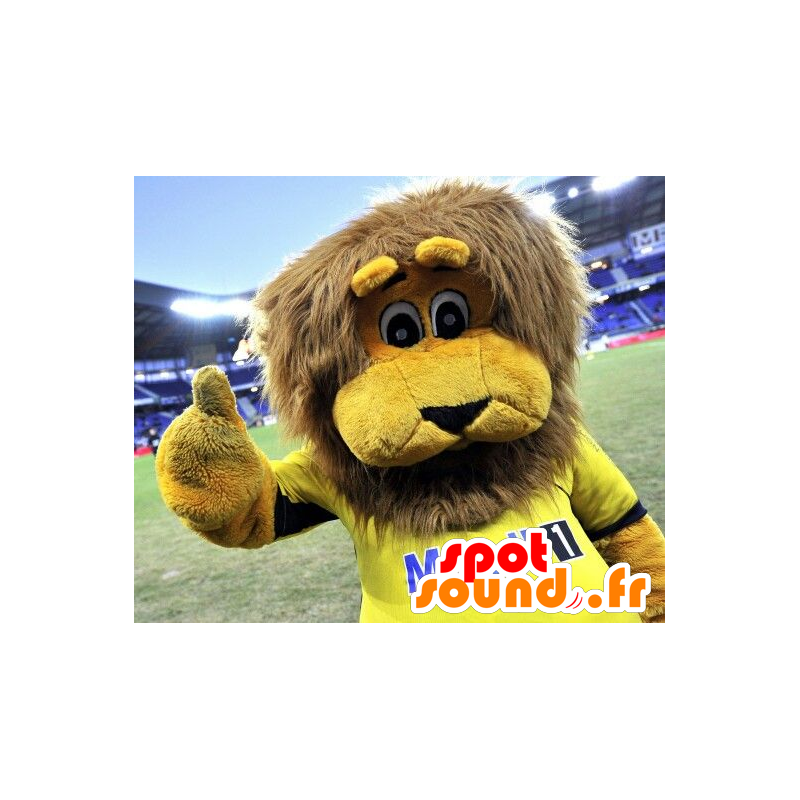 Yellow lion mascot, with a brown mane - MASFR22138 - Lion mascots