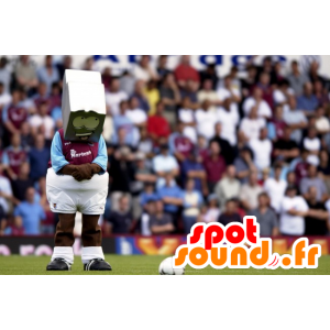 Mascot γκρι ρομπότ με μια τετράγωνη κεφαλή, σε αθλητικά - MASFR22140 - μασκότ Ρομπότ