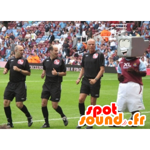 Mascot robô cinza com uma cabeça quadrada, no sportswear - MASFR22140 - mascotes Robots