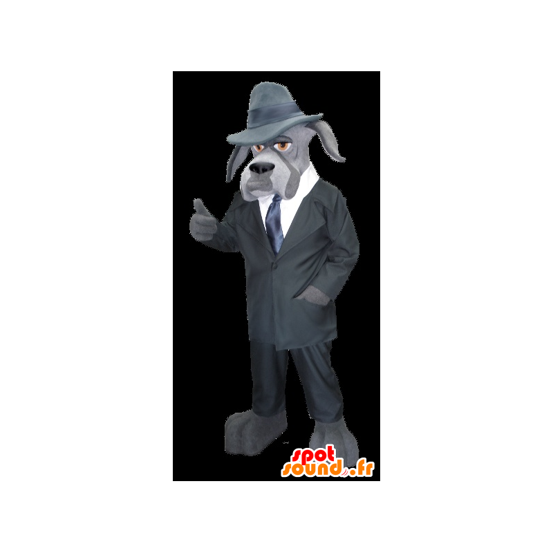 Mascota perro gris vestido como un detective privado - MASFR22141 - Mascotas perro