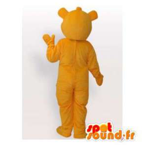 お腹に太陽が降り注ぐ黄色いクマのマスコット-MASFR006492-クマのマスコット