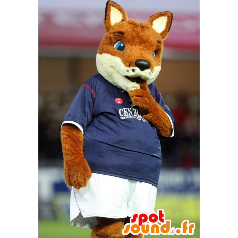 Mascotte de renard orange et blanc, en tenue de sport - MASFR22142 - Mascottes Renard