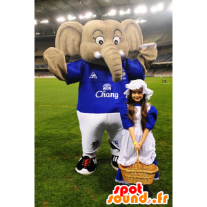 Maskot velký šedý slon v sportswear - MASFR22143 - slon Maskot