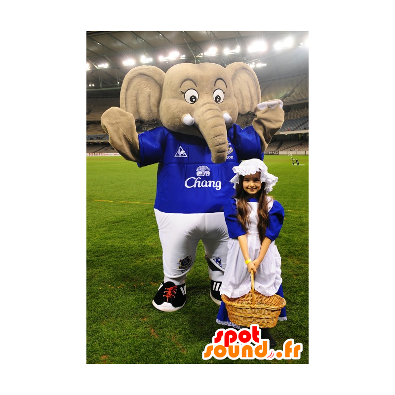 Maskot velký šedý slon v sportswear - MASFR22143 - slon Maskot Maskot velký šedý slon v sportswear - MASFR22143 - slon Maskot