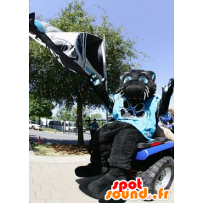 Mascota de la pantera negro con un jersey azul - MASFR22152 - Mascotas de León