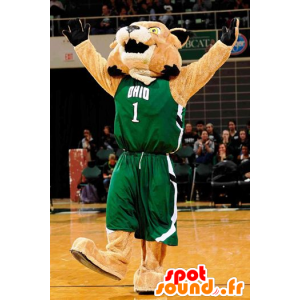 Béžové a bílý tygr maskot ve sportovní - MASFR22155 - Tiger Maskoti