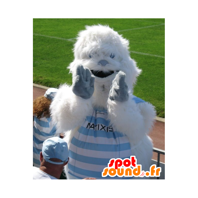 Mascot yeti branco e azul, todo peludo - MASFR22156 - animais extintos mascotes