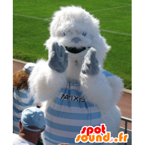 Mascot yeti wit en blauw, alle harige - MASFR22156 - uitgestorven dieren Mascottes