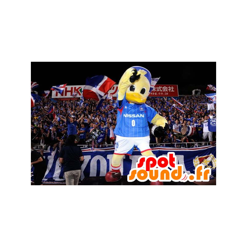 Mascotte de poussin jaune, de canard géant, en tenue de sport - MASFR22176 - Mascotte de canards Mascotte de poussin jaune, de canard géant, en tenue de sport - MASFR22176 - Mascotte de canards