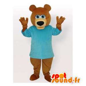 Mascot Braunbär im blauen T-Shirt - MASFR006494 - Bär Maskottchen