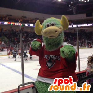 Mucca mascotte, verde e drago giallo, gigante - MASFR22180 - Mucca mascotte
