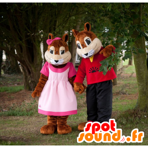 2 mascots squirrel, boy and girl - MASFR22181 - Mascots squirrel