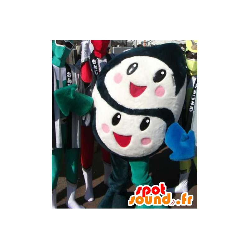 Branco Mascote preto e 2 caras, bonito e enthusiatic - MASFR22184 - Mascotes não classificados