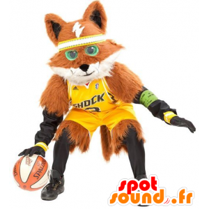 Mascot oranje en witte vos, alle harige - MASFR22187 - Fox Mascottes