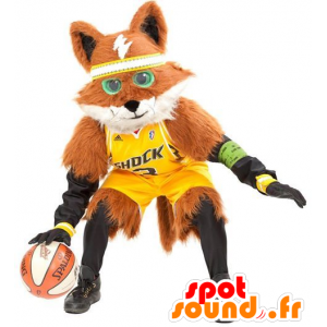 Maskotka pomarańczowy i biały lis, wszystko owłosione - MASFR22187 - Fox Maskotki