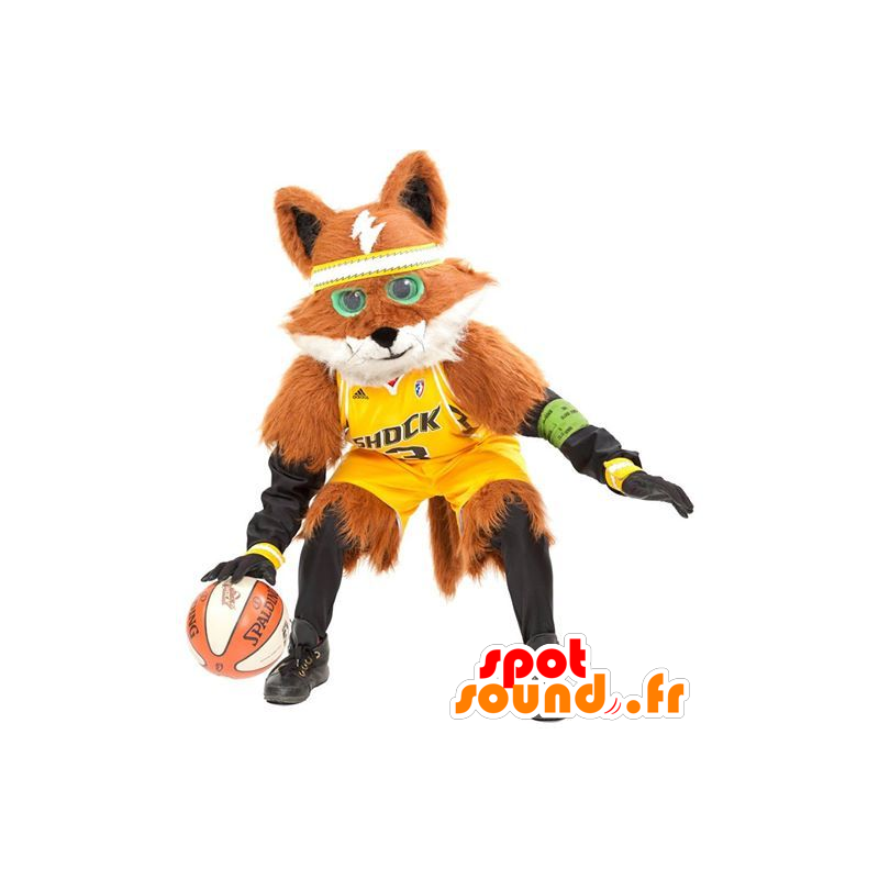 Arancione Mascot e volpe bianca, tutto peloso - MASFR22187 - Mascotte Fox