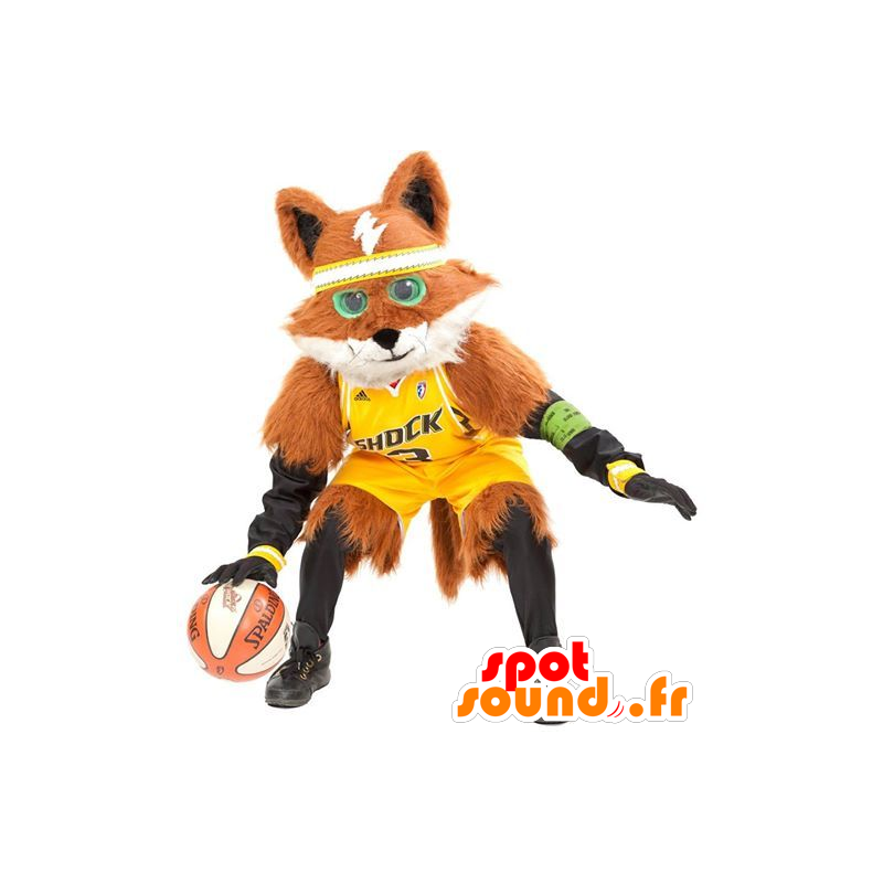 Mascot naranja y zorro blanco, todo velludo - MASFR22187 - Mascotas Fox