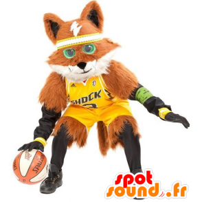 Arancione Mascot e volpe bianca, tutto peloso - MASFR22187 - Mascotte Fox