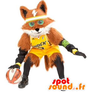 Maskot oranžová a bílá liška, všechny chlupatý - MASFR22187 - Fox Maskoti