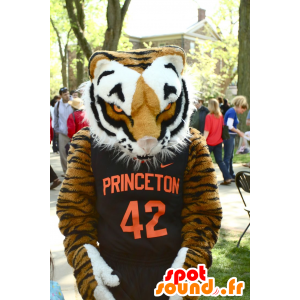 Brown tijger mascotte, zwart en wit, zeer realistisch - MASFR22191 - Tiger Mascottes