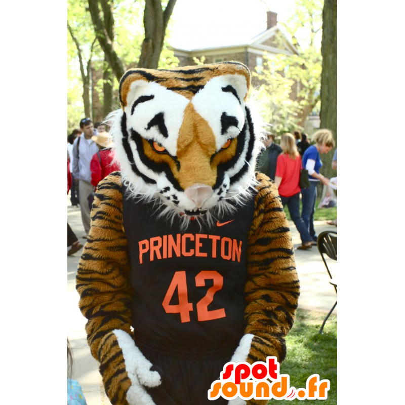 Tiger mascot brown, black and white, very realistic - MASFR22191 - Tiger mascots