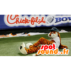 Oranžové tygr maskot černé a bílé, s dredy - MASFR22192 - Tiger Maskoti