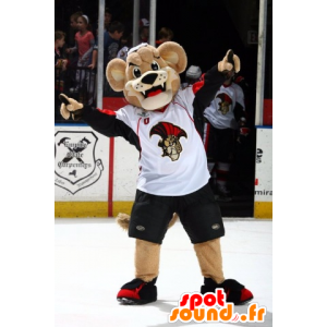 Mascot orso bruno in abbigliamento sportivo - MASFR22195 - Mascotte orso