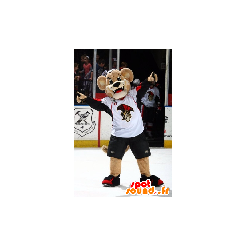 Mascot orso bruno in abbigliamento sportivo - MASFR22195 - Mascotte orso