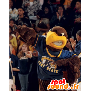 Mascotte d'aigle marron et jaune, à l'air farouche - MASFR22201 - Mascotte d'oiseaux