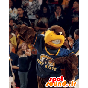 Mascot καφέ και κίτρινα αετό με έντονο αέρα - MASFR22201 - μασκότ πουλιών