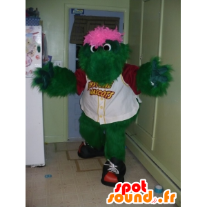 Mascot verde e rosa crocodilo monstro enquanto peludo - MASFR22202 - crocodilos mascote